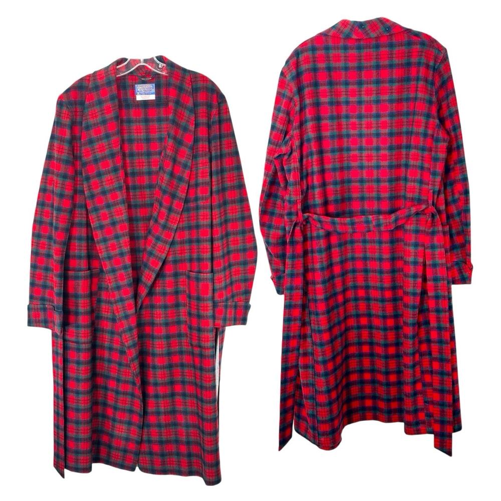 Vintage Pendleton Pure Virgin Wool MacDuff Tartan Robe L USA Preppy Cabin